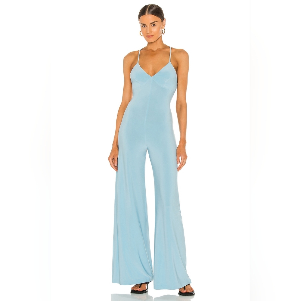 NWT Norma Kamali x REVOLVE Low Back Slip Jumpsuit in Powder Blue Size M - Picture 3 of 13